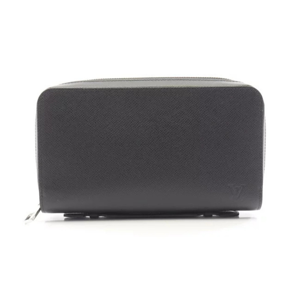 Louis Vuitton Zippy Taiga Ardoise Round Long Wallet Leather Black
